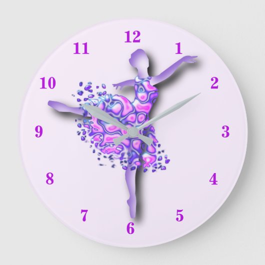 Ballerina Art Purple Dance - Ballet Dancer Drawing Große Wanduhr (Vorderseite)