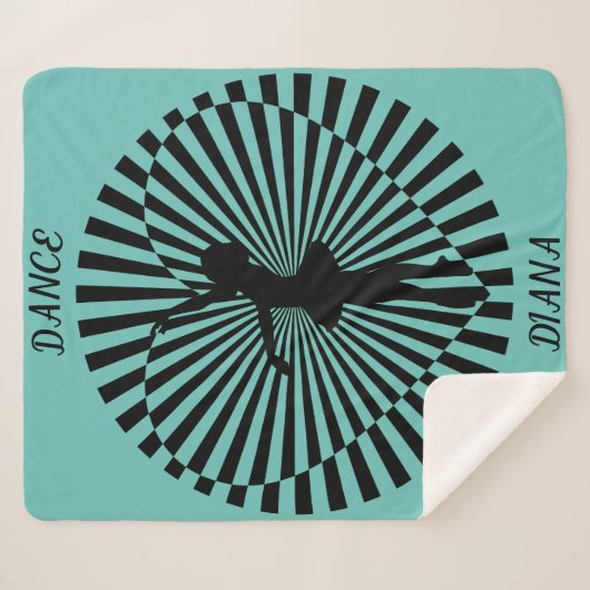 Ballerina auf einer abstrakten schwarz-weißen Deck Sherpadecke (Vorderseite (Horizontal))