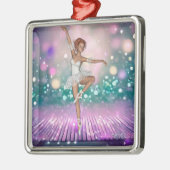 Ballerina auf Lila Boden und Aquamarinem Hintergru Ornament Aus Metall (Links)