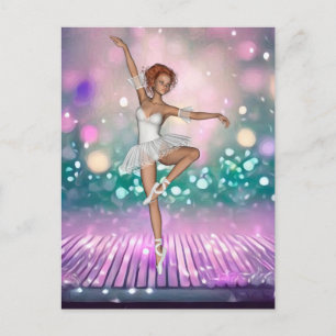 Ballerina auf Lila Boden und Aquamarinem Hintergru Postkarte