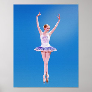 Ballerina auf Point in Weiß und Lila Poster