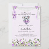 Ballerina Baby Girl Dusche Tutu begeistert Koala Einladung (Vorderseite)
