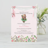 Ballerina Baby Girl Dusche Tutu Spannung Teddy Bär Einladung (Stehend Vorderseite)