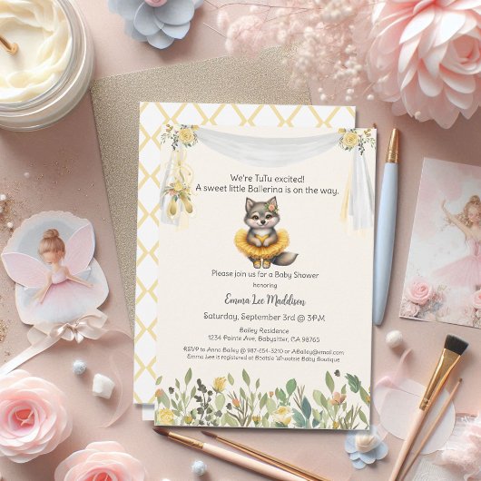 Ballerina Baby Girl Dusche Tutu Spannung Wolf Einladung