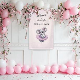 Ballerina Baby Girl Shower Vertical Koala Willkomm Banner