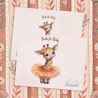 Ballerina-Baby-Mädchen-Shower-Tutu-Giraffe-Bücher Begleitkarte