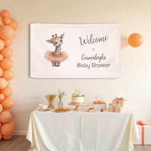 Ballerina-Baby-Mädchen-Shower-Tutu-Giraffe-Willkom Banner