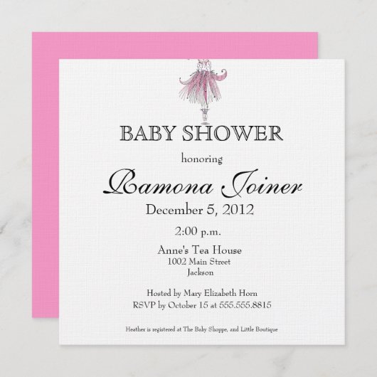 Ballerina Baby Shower Einladung (Vorne/Hinten)