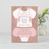 Ballerina Baby Shower Einladung, Rose Gold Einladung (Stehend Vorderseite)
