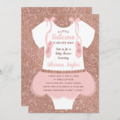 Ballerina Baby Shower Einladung, Rose Gold Einladung (Vorne/Hinten)