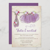 Ballerina Baby Shower Invitation Girl, Lila Einladung (Vorne/Hinten)