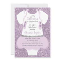 Ballerina Babydusche Einladung, Lila