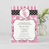 Ballerina Ballet Baby Shower Einladungen - Rosa (Stehend Vorderseite)