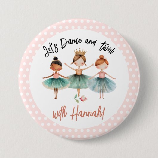 Ballerina Ballet Birthday Girl Button (Vorderseite)