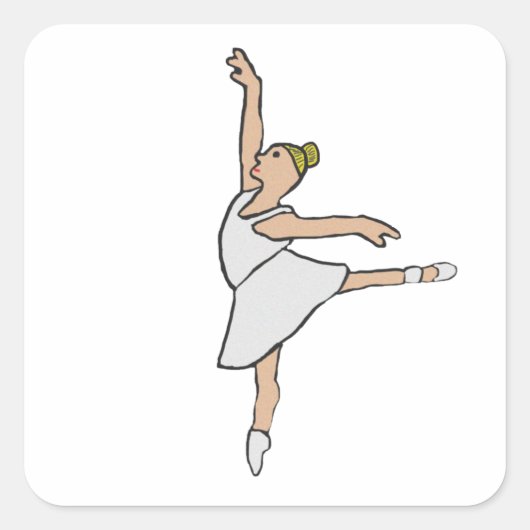 Ballerina Ballet Dancer Quadratischer Aufkleber (Vorderseite)