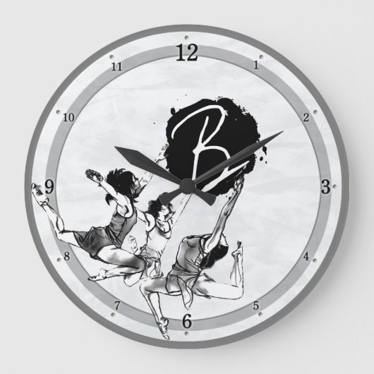 Ballerina Ballet Dancing Clocks Große Wanduhr (Vorderseite)