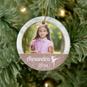 Ballerina Ballet Frische Pasta machen Rosa Glitzer Keramik Ornament