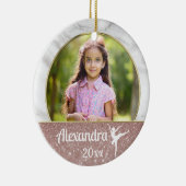 Ballerina Ballet Frische Pasta machen Rosa Glitzer Keramik Ornament (Rechts)