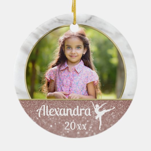 Ballerina Ballet Frische Pasta machen Rosa Glitzer Keramik Ornament (Hinten)