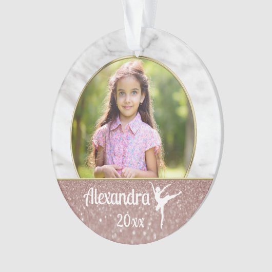 Ballerina Ballet Frische Pasta machen Rosa Glitzer Ornament (Vorderseite)