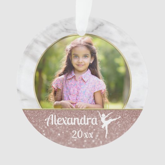 Ballerina Ballet Frische Pasta machen Rosa Glitzer Ornament (Vorderseite)