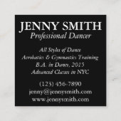Ballerina Ballet Pointe Blue Tutu Tanzlehrerin Quadratische Visitenkarte (Rückseite)