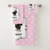 Ballerina Ballet Princess Dachshund (black & tan) Badhandtuch Set (Insitu)