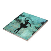 Ballerina Balletänzerin Silhouette Blue Fliese (Seite)