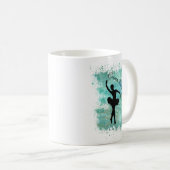 Ballerina Balletänzerin Silhouette Blue Kaffeetasse (VorderseiteRechts)