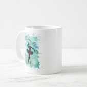 Ballerina Balletänzerin Silhouette Blue Kaffeetasse (Vorderseite Links)