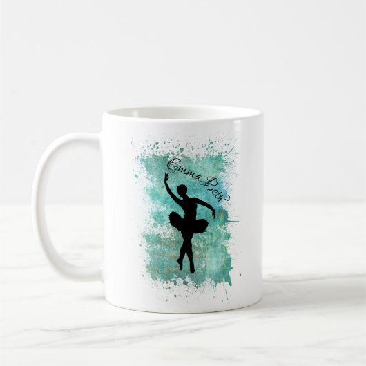 Ballerina Balletänzerin Silhouette Blue Kaffeetasse (Links)