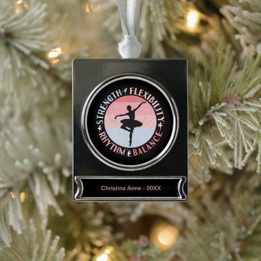 Ballerina Ballett Dancer - Mindset Values Banner-Ornament Silber (Baum)