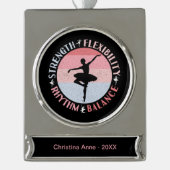 Ballerina Ballett Dancer - Mindset Values Banner-Ornament Silber (Vorderseite)
