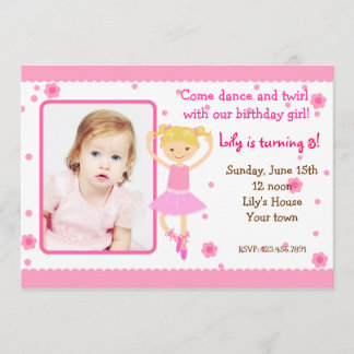 Ballerina-Ballett-Foto-Geburtstags-Party Einladung