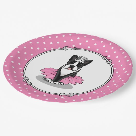Ballerina Ballett Prinzessin Boston Terrier (schwa Pappteller (Schrägansicht)