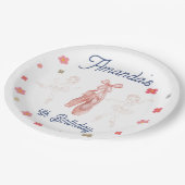 Ballerina Ballett rosa Muster Geburtstagspopolette Pappteller (Schrägansicht)