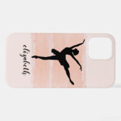 Ballerina Ballett Silhouette auf rosa Wasserfarbe iPhone Hülle (Rückseite (Horizontal))