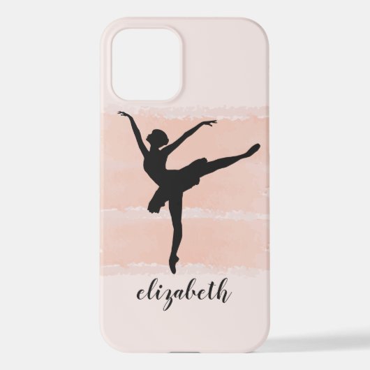 Ballerina Ballett Silhouette auf rosa Wasserfarbe iPhone Hülle (Rückseite)