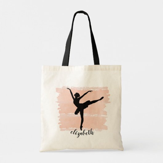 Ballerina Ballett Silhouette auf rosa Wasserfarbe Tragetasche (Rückseite)