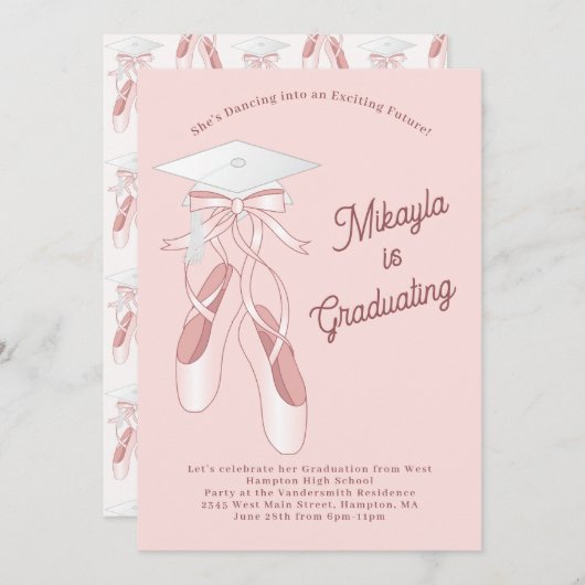 Ballerina Ballett Tanzabend Einladung (Vorne/Hinten)