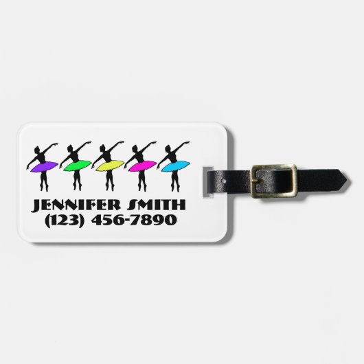 Ballerina Ballett Tänzer Personalisiert Neon Tutus Gepäckanhänger (Vorderseite horizontal)
