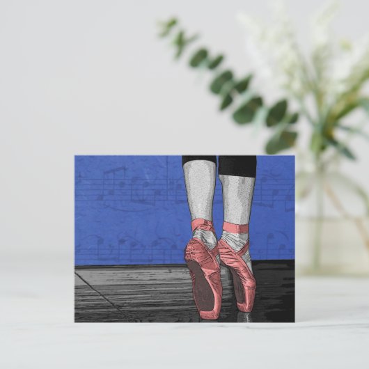 Ballerina Ballettschuhe Postkarte (Stehend Vorderseite)