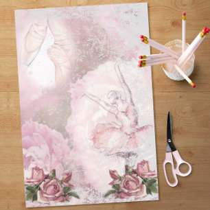 Ballerina Ballettschuhe Rosen Decoupage Seidenpapier