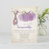 Ballerina Baptism and Birthday Tutu Ballet Shoes Einladung (Stehend Vorderseite)