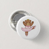 Ballerina-Bär im rosa Ballettröckchen-Knopf Button (Vorne & Hinten)