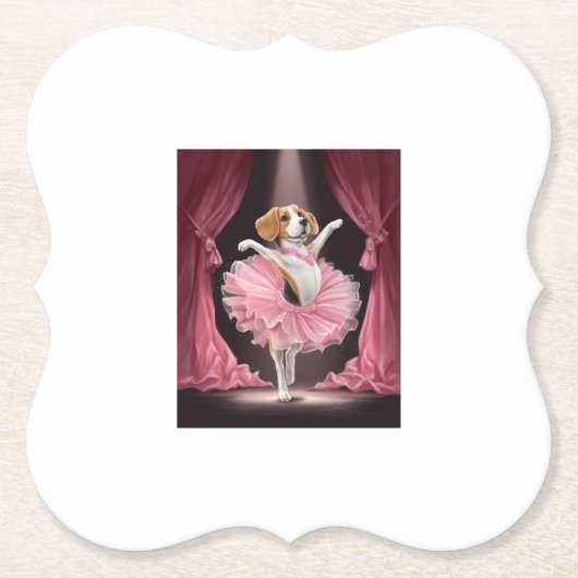 Ballerina Beagle � Lustiger Hundetanz Untersetzer (Vorderseite)
