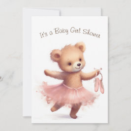 Ballerina Bear Baby Girl Dusche Einladung