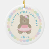 Ballerina Bear | Baby Girl First Christmas Foto Keramik Ornament (Hinten)