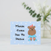 Ballerina Bear Dance Einladung (Stehend Vorderseite)