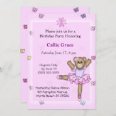 Ballerina Bear Geburtstagsparty Einladungen (Vorne/Hinten)